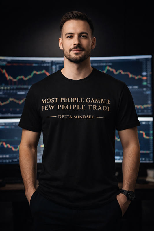 Most People Gamble Few People Trade Delta Mindset Trading T‑Shirt