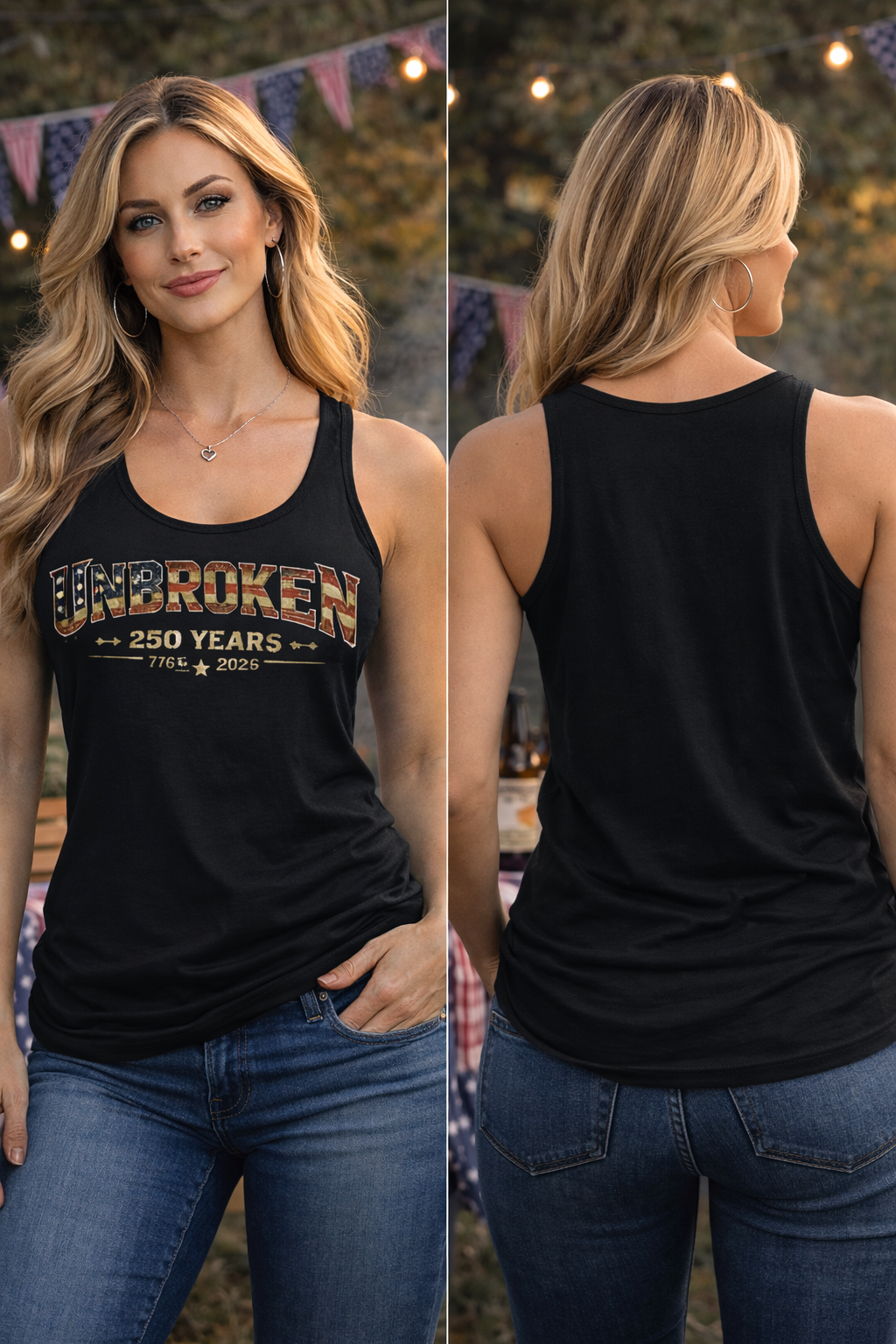 unbroken 250 years delta mindset patriotic women tank top
