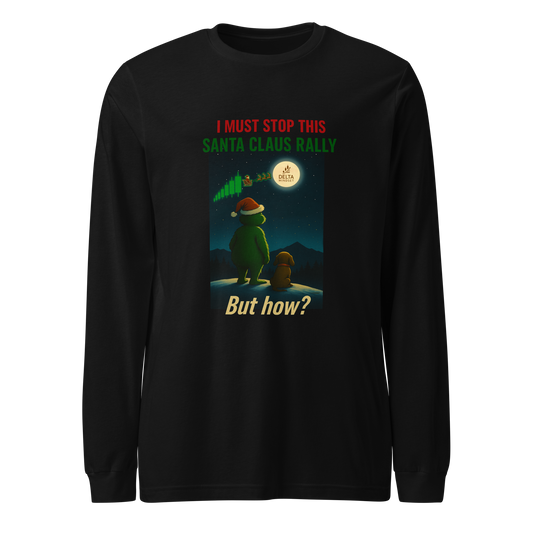 Delta Mindset cinematic streetwear long sleeve trader shirt — Hearth Collection — I Must Stop This Santa Claus Rally But How?