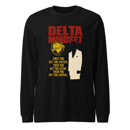 Delta Mindset cinematic streetwear long sleeve shirt — Mob Room Collection — First You Get The System