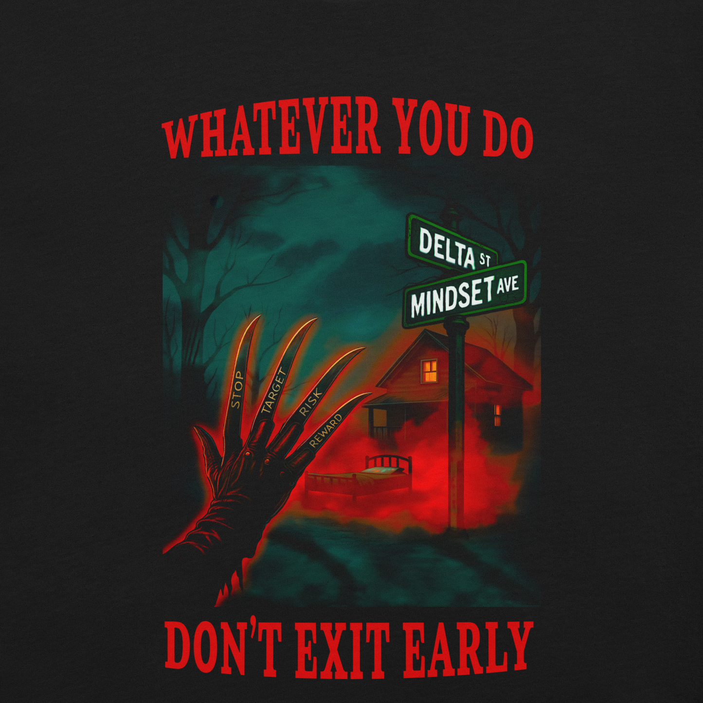 delta mindset cinematic streetwear shirt — crypt collection — whatever you do don't exit early