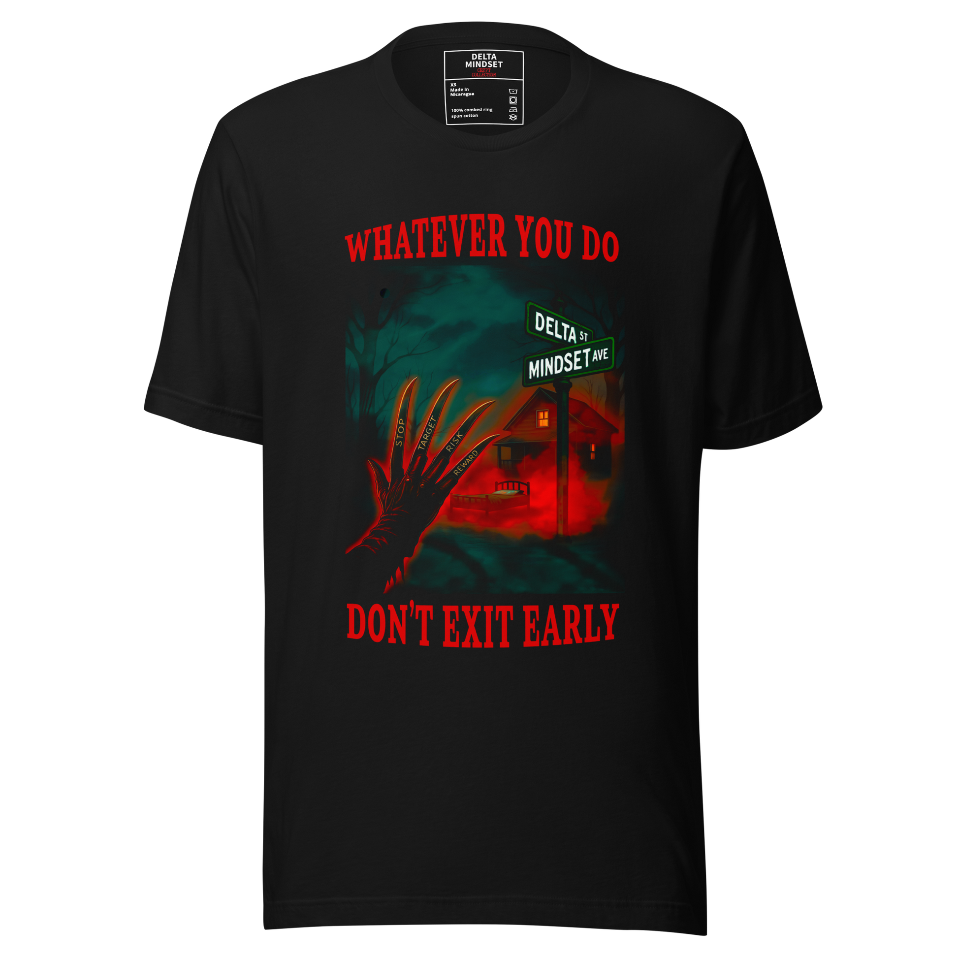 Delta Mindset cinematic streetwear short sleeve shirt — Crypt Collection — Whatever You Do Don't Exit Early