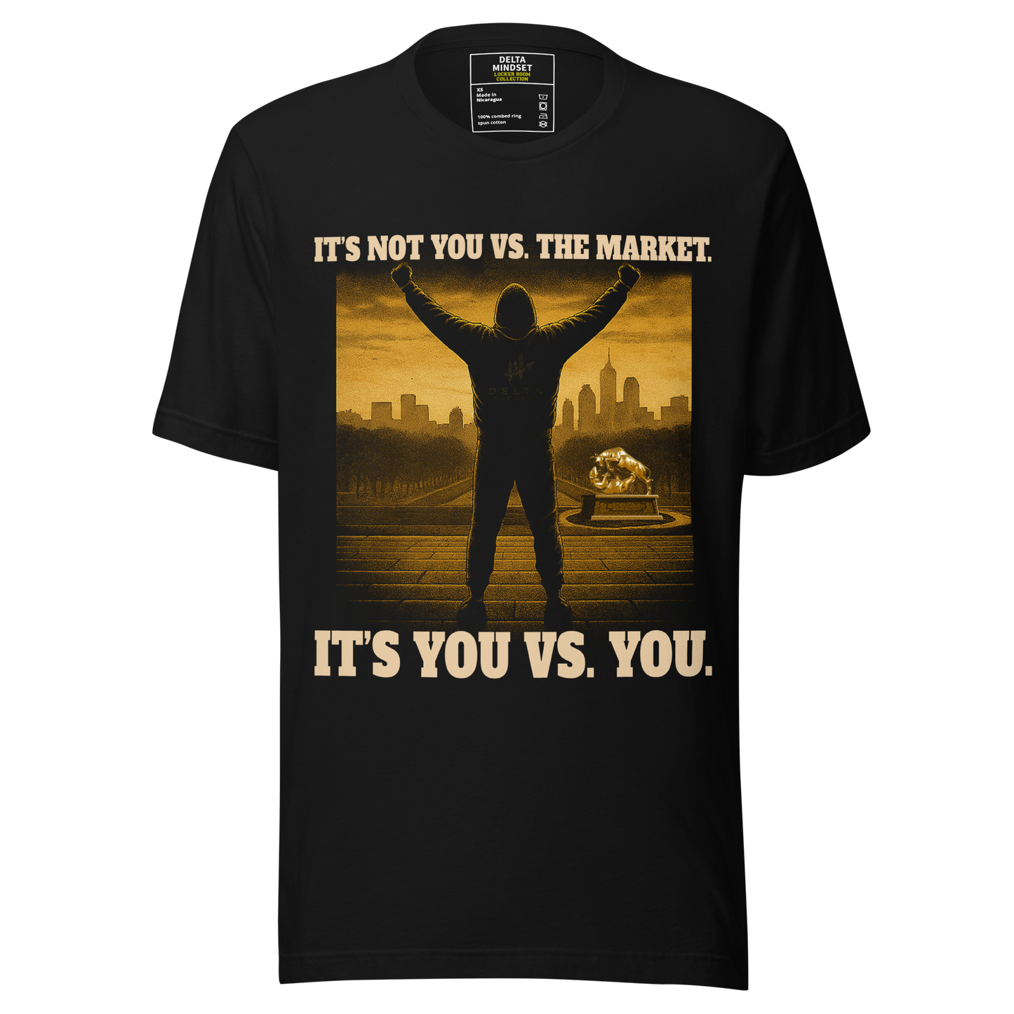 delta mindset cinematic streetwear short sleeve shirt — locker room collection — it's not you vs the market. it's you vs you