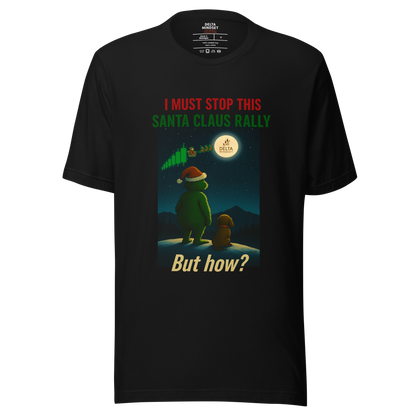 Delta Mindset cinematic streetwear short sleeve trader shirt — Hearth Collection — I Must Stop This Santa Claus Rally But How?
