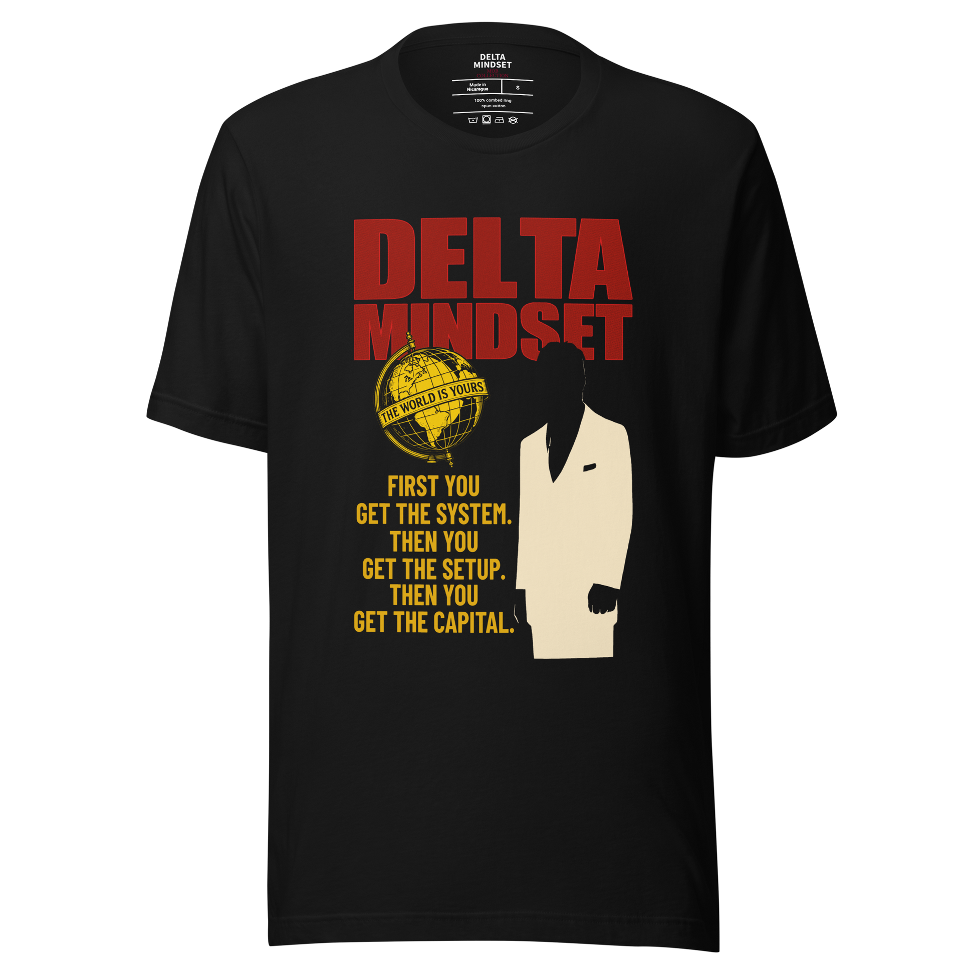 Delta Mindset cinematic streetwear short sleeve shirt — Mob Room Collection — First You Get The System